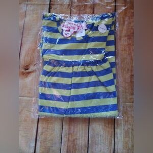 Striped Blue and Green Kids Casual Dress